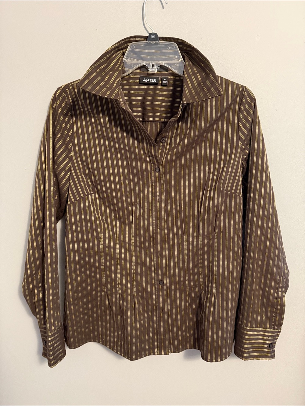 Apt. 9 Women’s Brown Blouse with Gold Stripes